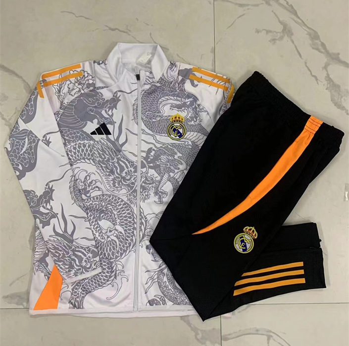 2024-2025 Real Madrid White Thailand Soccer Jacket Uniform-815