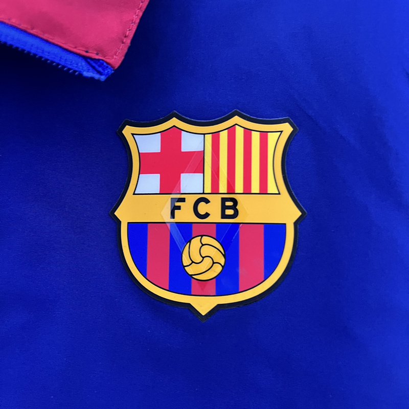 (S-3XL) 2024-2025 Barcelona Red&Black&Blue Double-Sided Wear Thailand Trench Coats-0255