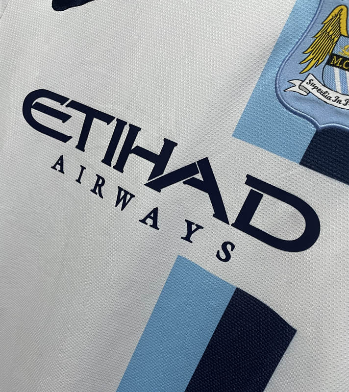 Retro Version 13-14 Manchester City 2nd Away White Thailand Soccer Jersey AAA-811