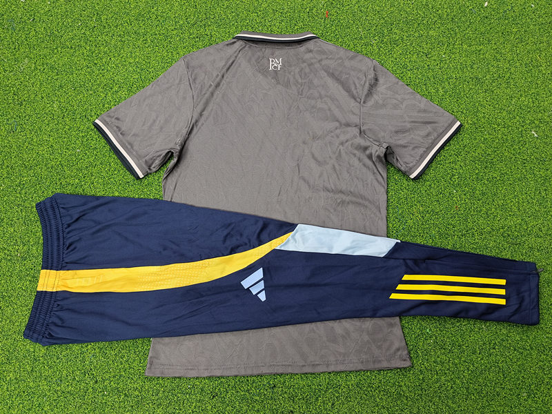 Player Version 2024-2025 Real Madrid 2nd Away Gray Short-Sleeve Thailand Soccer Tracksuit-9926