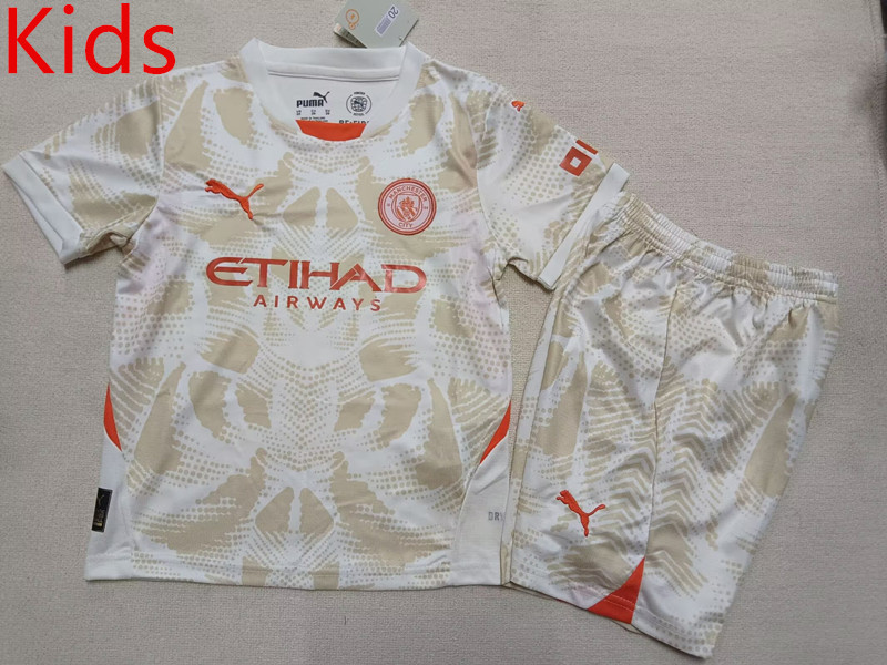 2024-2025 Manchester City Goalkeeper Beige Kid/Youth Soccer Uniform-507