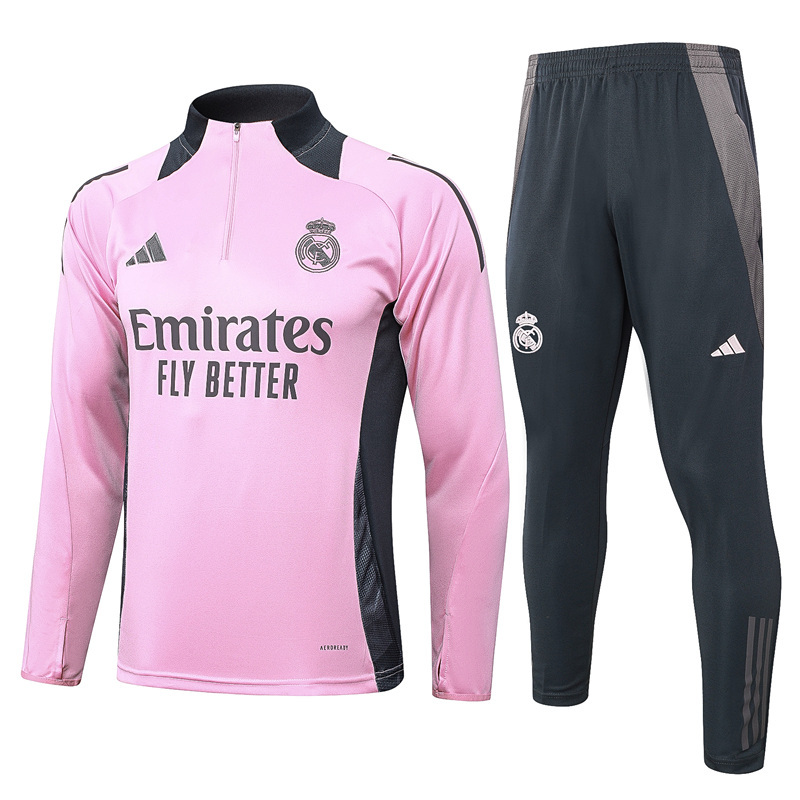 2024-2025 Real Madrid Pink Thailand Soccer Tracksuit-815
