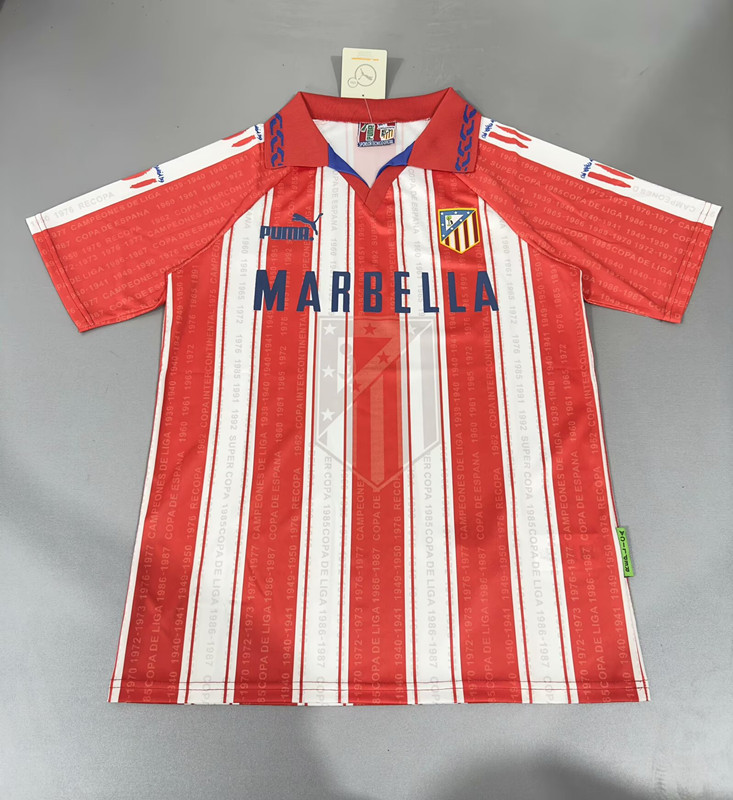 Retro Version 95-96 Atletico Madrid Home Red&White Thailand Soccer Jersey AAA-811