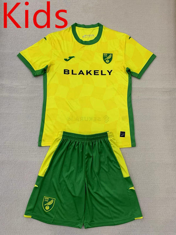 2024-2025 Norwich City Home Yellow  Kids/Youth Soccer Uniform-AY