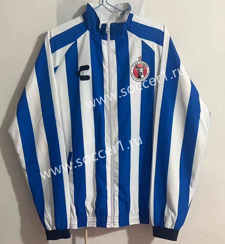 (S-3XL) 2024-25 Club Tijuana Blue&White Double-Sided Wear Thailand Trench Coats-0255