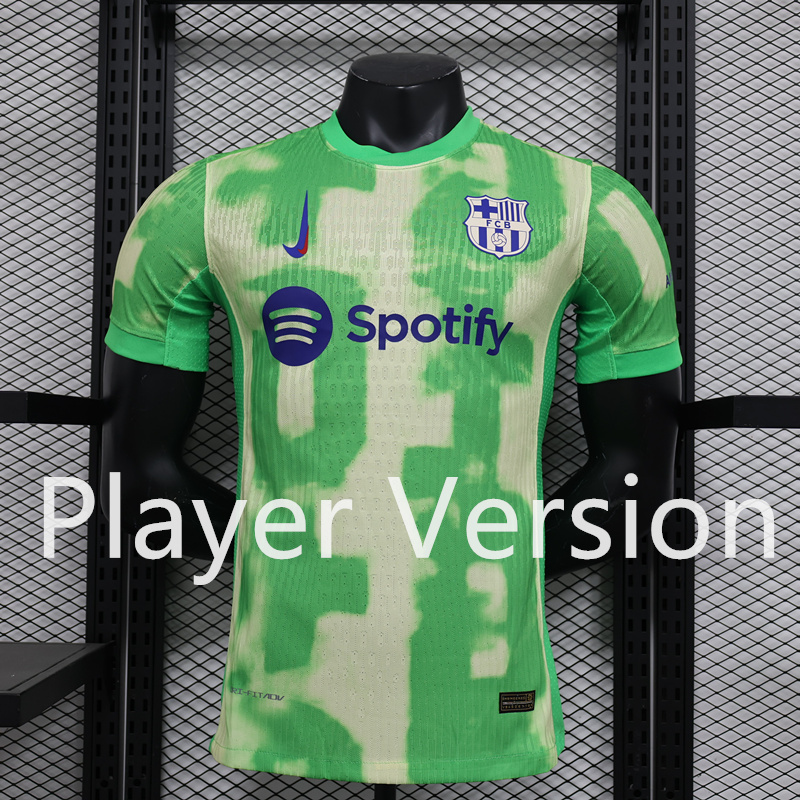 Player Version 2024-2025 Barcelona 2nd Away Green Thailand Soccer Jersey AAA-888
