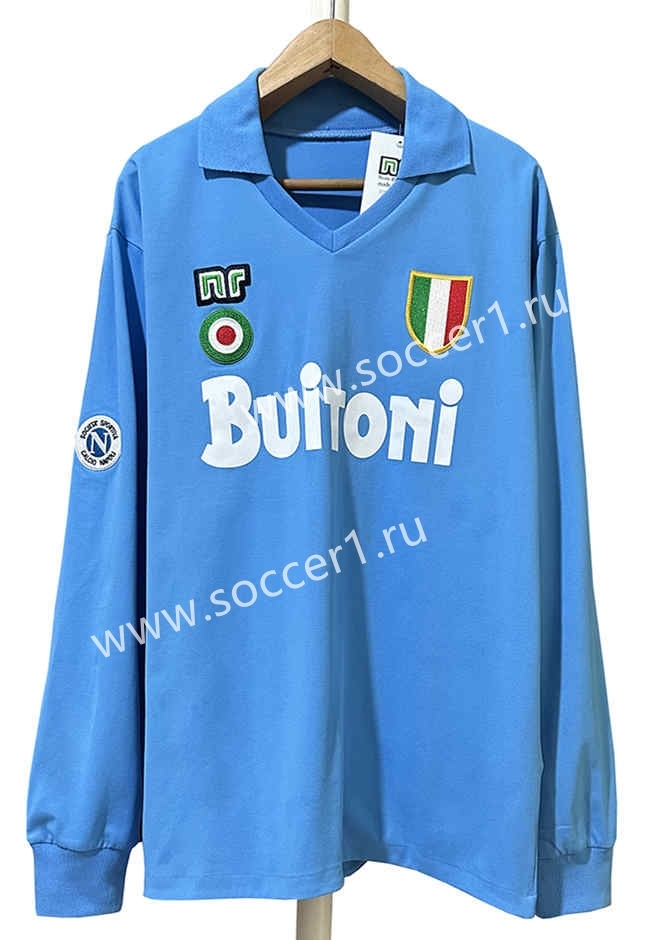 Retro Version 87-88 Napoli Home Blue LS Thailand Soccer Jersey AAA-7505