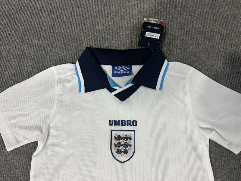 Retro Version 1996 England Home White Kids/Youth Soccer Uniform-6748