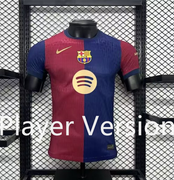 (With New Ad) Player Version 2024-2025 Barcelona Home Red&Blue Thailand Soccer Jersey AAA-5892