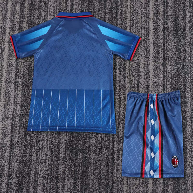 Retro Version 95-96 AC Milan Away Blue Kids/Youth Soccer Uniform-6748