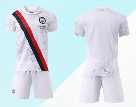 (Without Brand Logo) 2025-2026 Manchester City Away White Soccer Uniform-9031