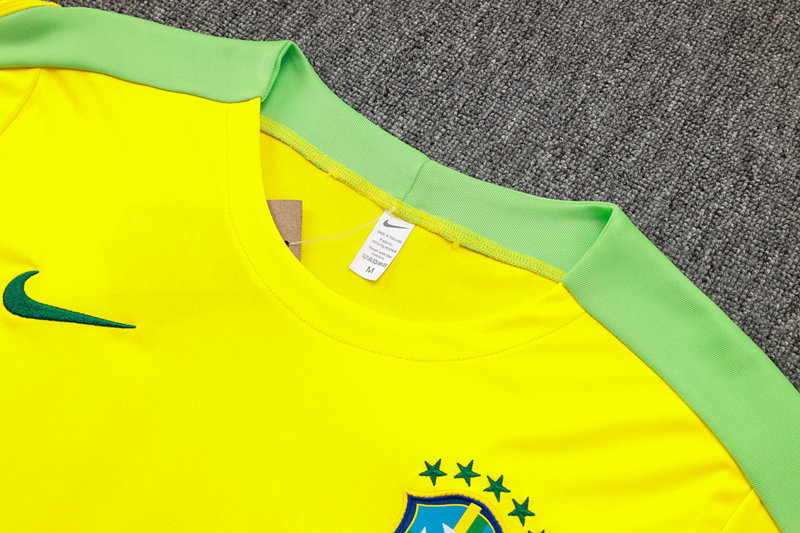 2024-2025 Brazil Yellow Short-sleeved Thailand Soccer Tracksuit-815