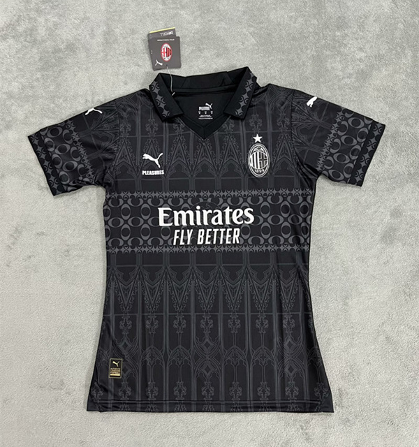 2024-2025 AC Milan 3rd Away Black Women Thailand Soccer Jersey AAA-4506