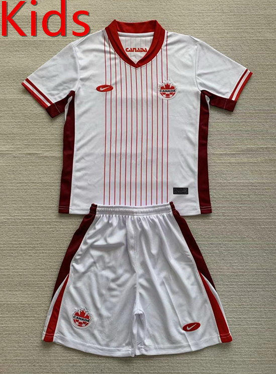 2024-2025 Canada Away White Kids/Youth Soccer Uniform-AY