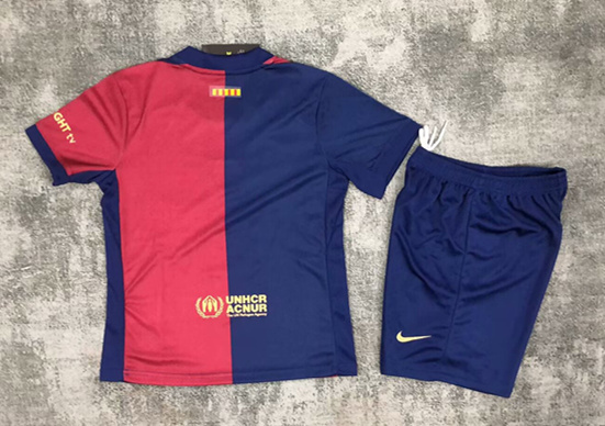 2024-2025 Correct Version Barcelona Home Red&Blue Kid/Youth Soccer Uniform-0499