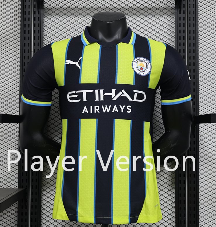 Player Version 2024-2025 Manchester City 2nd Away Black&Green Thailand Soccer Jersey AAA-888