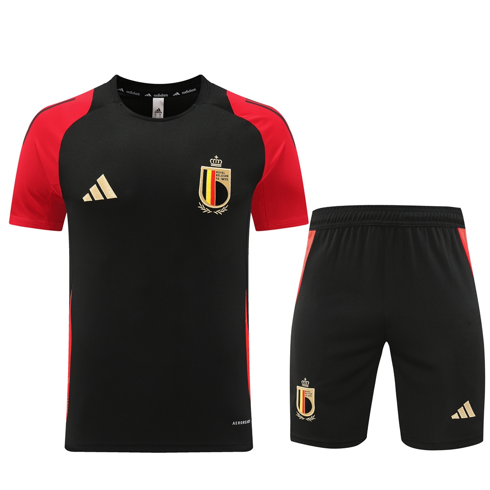 2024-2025 Belgium Black Short-sleeved Thailand Soccer Tracksuit-LH