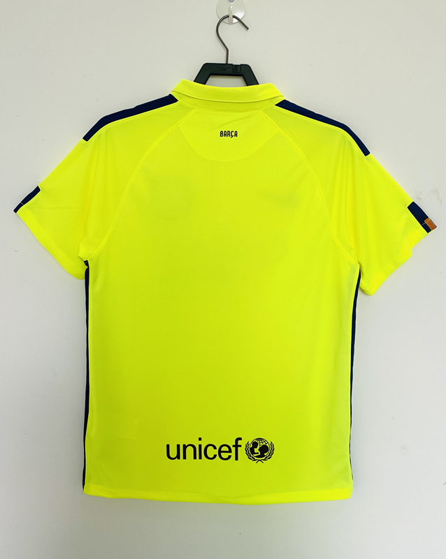 Retro Version 14-15 Barcelona 2nd Away Fluorescent Green Thailand Soccer Jersey AAA-811