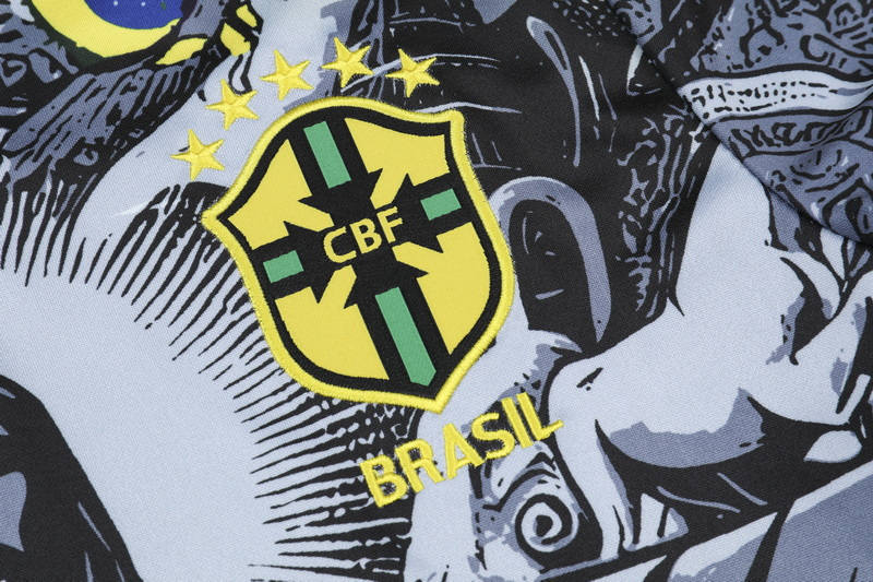 (S-3XL) 2024-2025 Brazil Black Thailand Soccer Tracksuit-GDP
