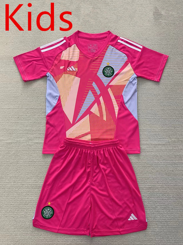 2024-2025 Celtic Goalkeeper Pink Kids/Youth Soccer Uniform-AY