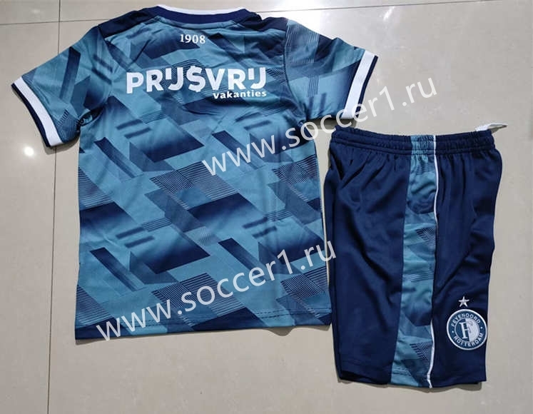 2023-2024 Feyenoord Rotterdam Away Blue Kid/Youth Soccer Uniform-507