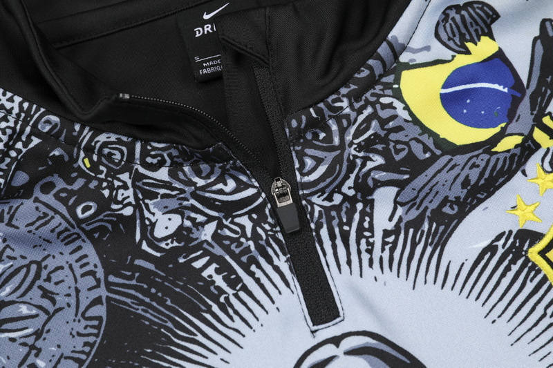 (S-3XL) 2024-2025 Brazil Black Thailand Soccer Tracksuit-GDP