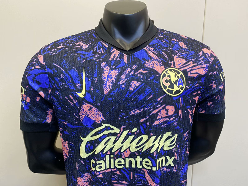 (S-3XL) Player Version 2024-2025 Club America 2nd Away Pink&Blue Thailand Soccer Jersey AAA-5698