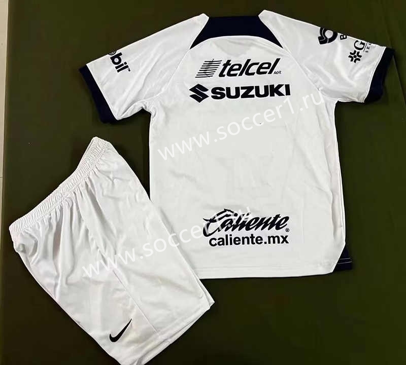 2023-2024 Pumas UNAM Pumas UNAM Away White Kids/Youth Soccer Uniform-912