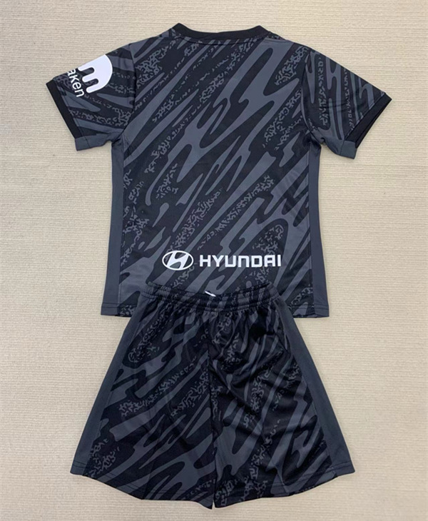 2024-2025 Atletico Madrid Goalkeeper Black&Gray Youth/Kids Soccer Uniform-AY