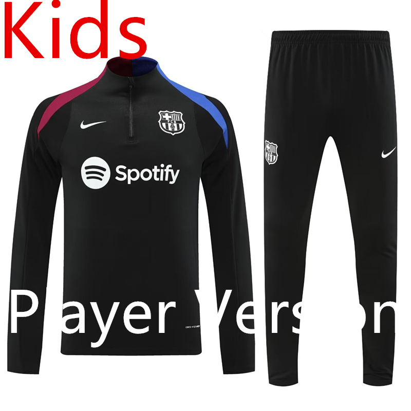 Player Version 2024-2025 Barcelona Black Kids/Youth Soccer Tracksuit-4627