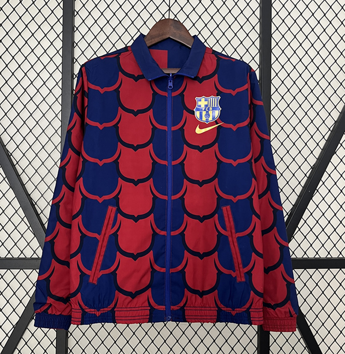 (S-3XL) 2024-2025 Barcelona Red&Black&Blue Double-Sided Wear Thailand Trench Coats-0255