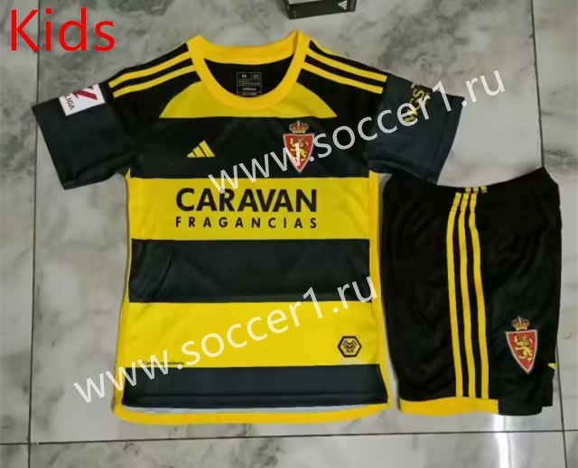 2023-2024 Real Zaragoza Away Yellow&Black Kids/Youth Soccer Uniform-2694