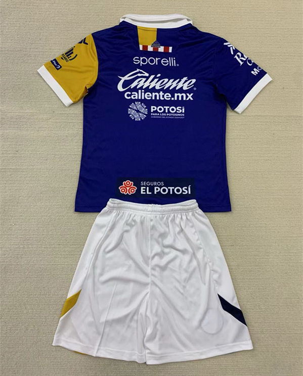2024-2025 Atlético de San Luis Away Blue&Yellow Kid/Youth Soccer Uniform-AY