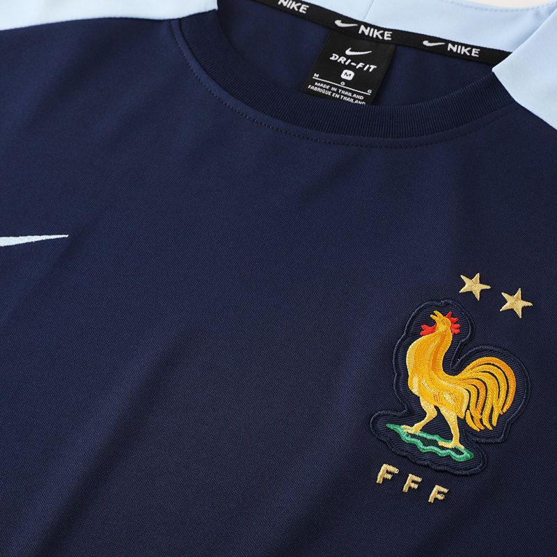 2024-2025 France Royal Blue Short-sleeved Thailand Soccer Tracksuit Uniform-LH