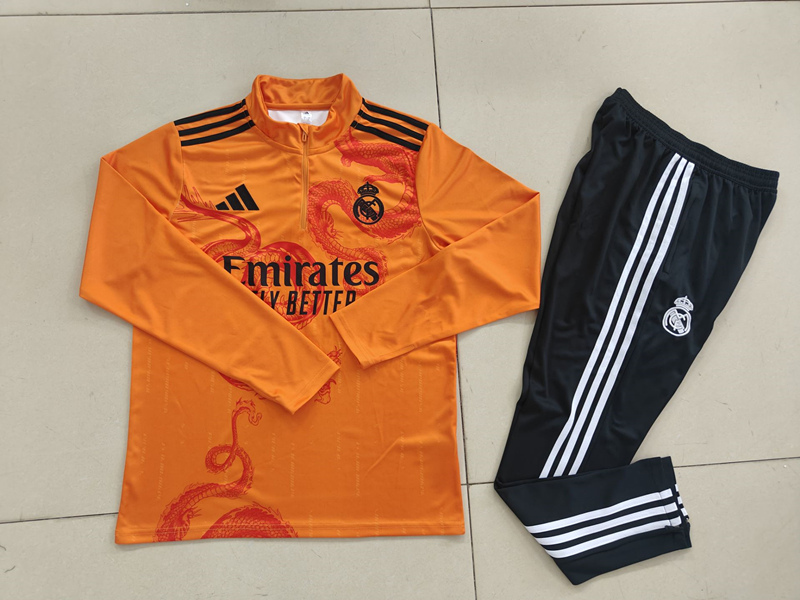 (S-3XL) 2024-2025 Special Version Real Madrid Orange Thailand Soccer Tracksuit-GDP