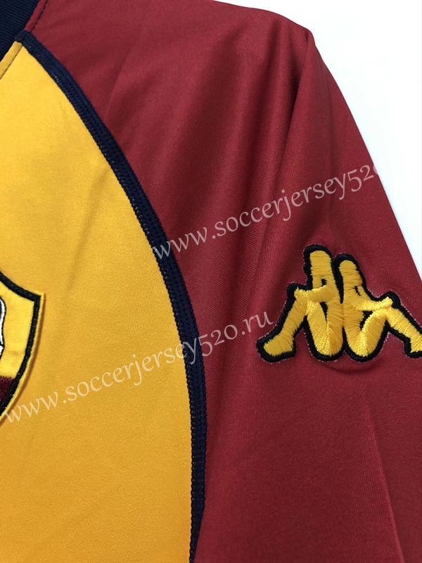 Retro Version 00-01 Roma Home Red&Yellow Thailand Soccer Jersey AAA-811