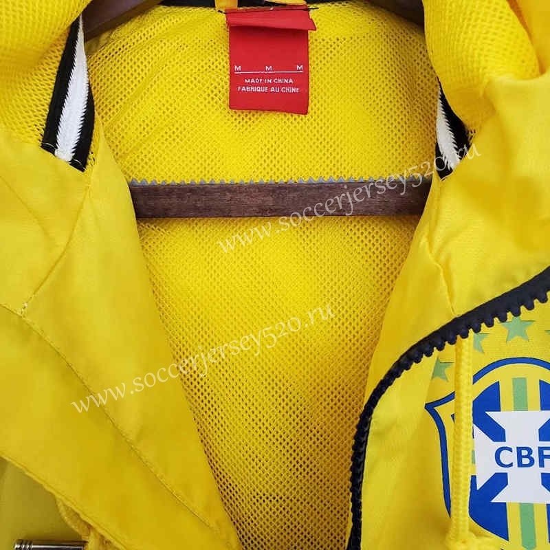 2021-2022 Brazil Royal Blue&Yellow Thailand Soccer Trench Coats With Hat-WD