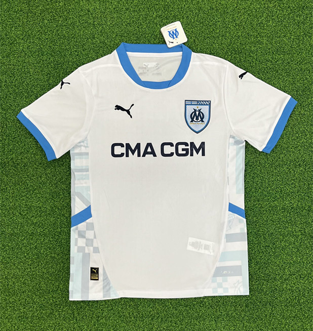 (S-4XL）2024-2025 Olympique de Marseille Home White Thailand Sccer Jersey AAA-403
