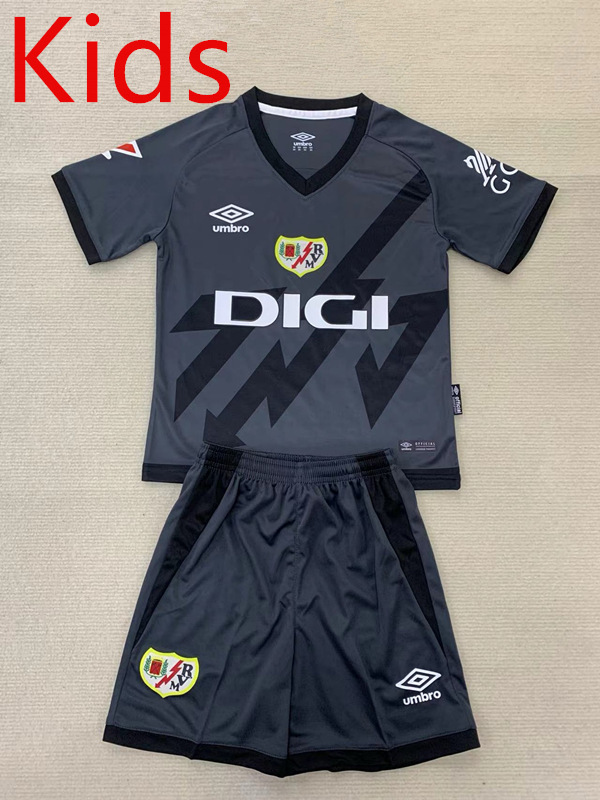 2024-2025 Rayo Vallecano 2nd Away Black&Gray Kids/Youth Soccer Unifrom-AY