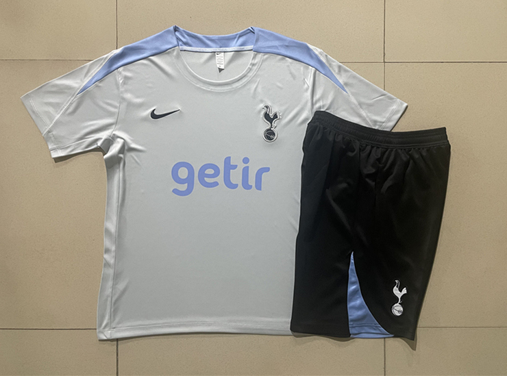 2024-2025 Tottenham Hotspur Light Gray Short-sleeved Thailand Soccer Tracksuit-815