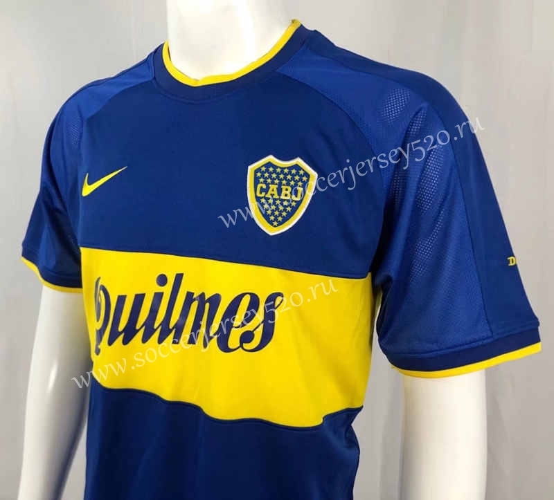 Retro Version 00-01 Boca Juniors Home Blue Thailand Soccer Jersey AAA-503