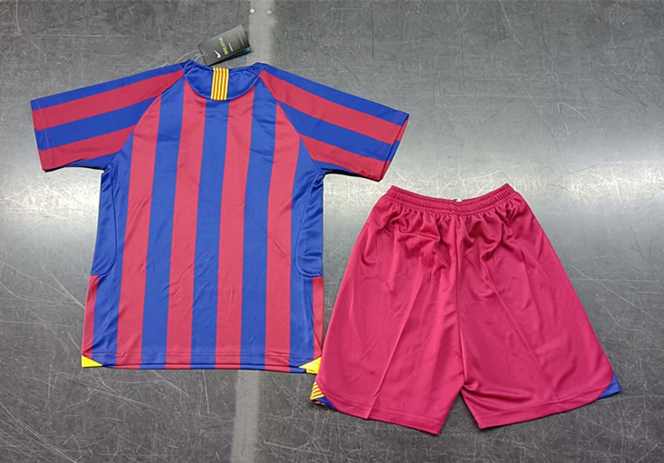 Retro Version 05-06 Barcelona Home Red&Blue Kid/Youth Soccer Uniform-8679