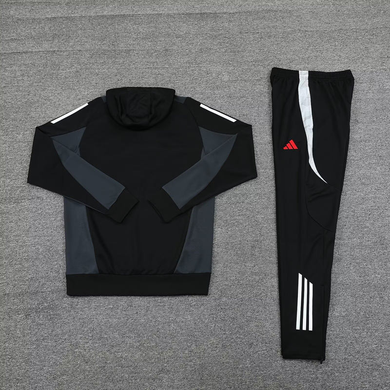 2024-2025 Manchester United Black&Gray Thailand Soccer Tracksuit With Hat-418