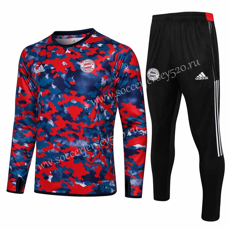2021-2022 Bayern München Red&Blue Thailand Soccer Tracksuit-815