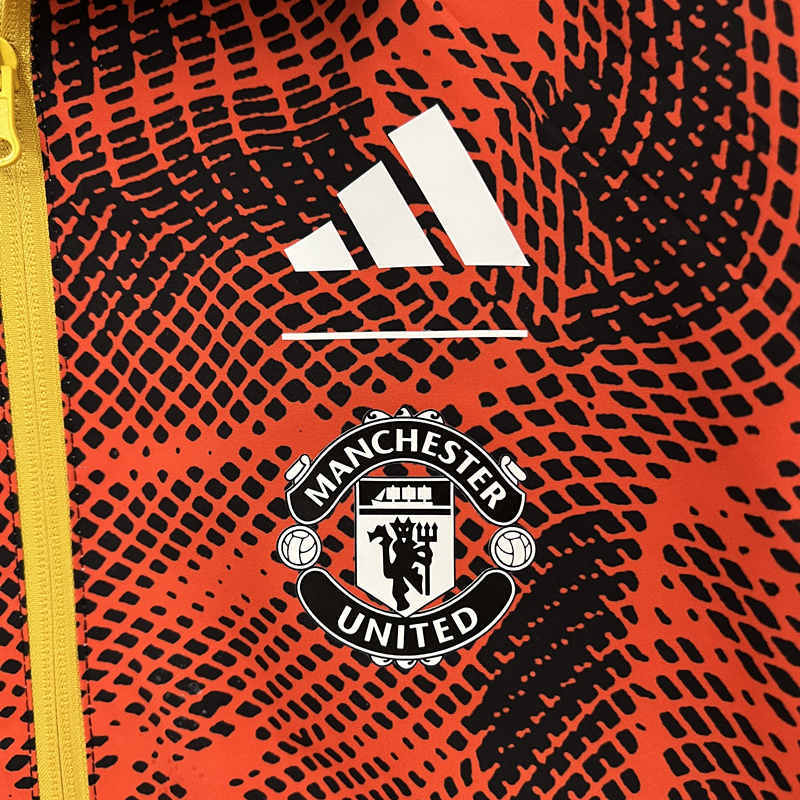(S-3XL) 2024-2025 Manchester United Orange&Yellow Reversible Trench Coats -0255