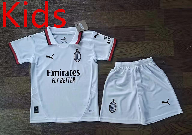 2024-2025 AC Milan White Kids/Youth Soccer Uniform-709