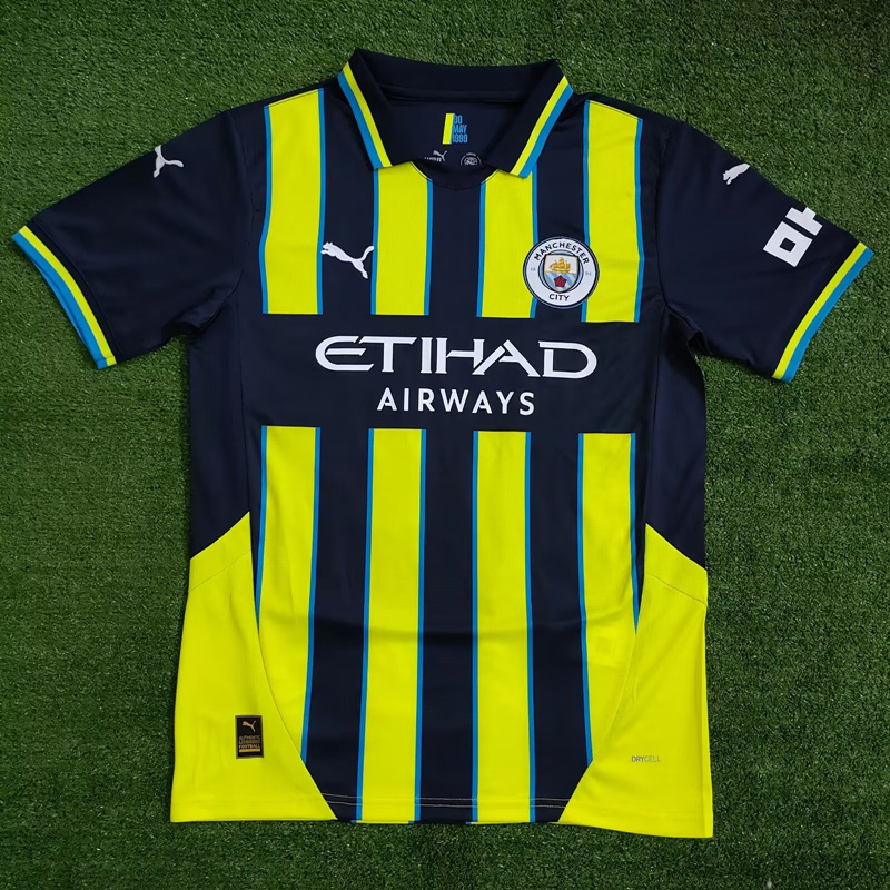 2024-25 Manchester City Away Blue&Yellow Thailand Soccer Jersey AAA-416