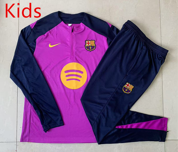 2025-26 Barcelona Purple Kid-Youth Soccer Tracksuit -815