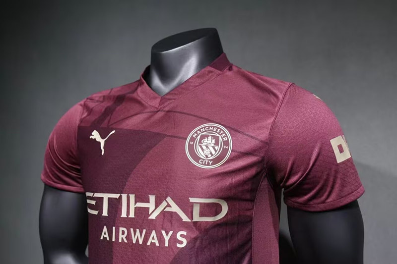 (S-3XL) Player Version 2024-2025 Manchester City 2nd Away Dark Red Thailand Soccer Jersey AAA-518