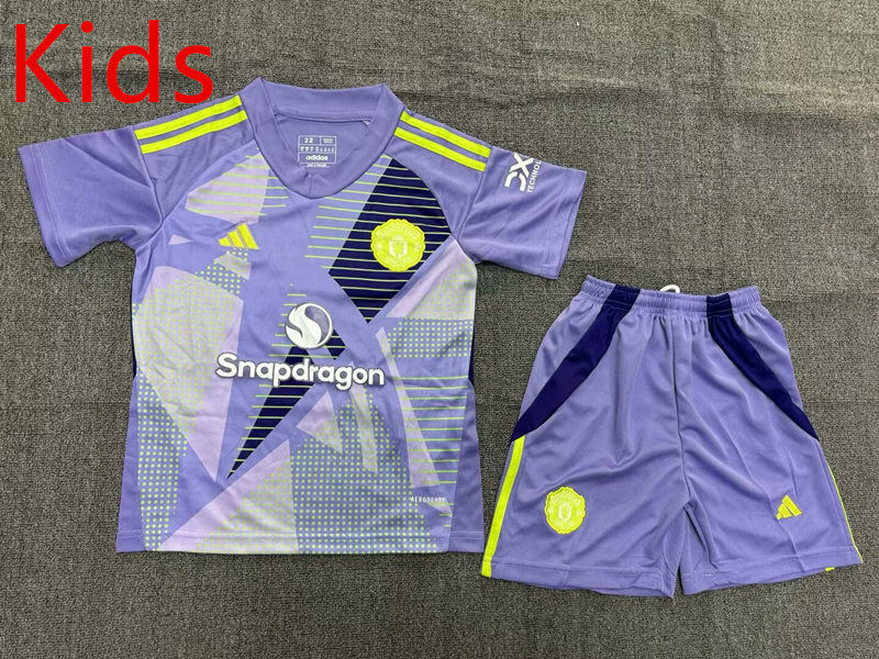 2024-2025 Manchester United Goalkeeper Purple Kids/Youth Soccer Uniform-1506